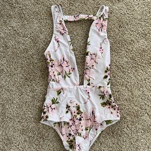 Beach riot white floral one piece